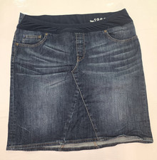 Gap 1969 Blue Solid Denim Pencil Skirt Knee Length Stretch Pockets Zip 32/14
