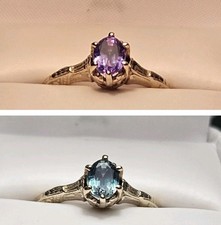 Natural Alexandrite 14k White Gold Ring SZ 5.75 Vivid Strong Color Change .80ct