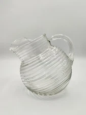 Vintage Small Anchor Hocking Manhattan Ribbed Ball Tilt Clear Glass Pitcher