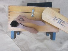 Wood Shoe Shine Box Kit w/ Foot Rest, Star and Empire Horsehair Brushes