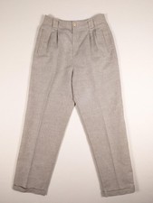 Liz Claiborne Lizsport Pants Womens 10 Beige Linen Cotton Pleated Cuffed Vtg 90s