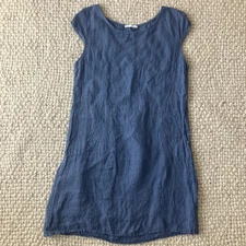 Made in Italy 100% Linen Dress Sz M/L Blue Lagenlook Artsy Coastal Beachy