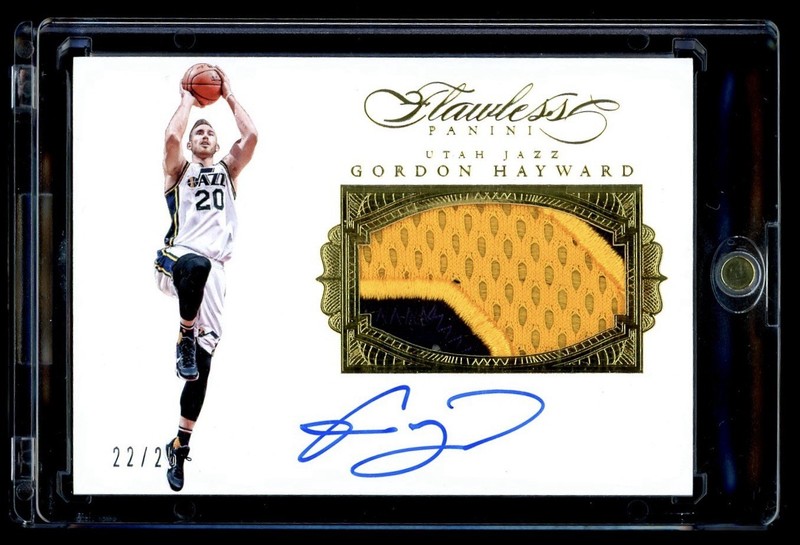 2015-16 Panini Flawless Gordon Hayward Game Used Prime Patch Auto Gold /25