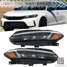 For Honda Civic Touring/Sport 2022-2023 OE Style Black Full LED Headlights L+R