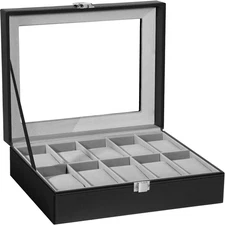 Watch Box with 10 Slots, Watch Box for Men, Watch Display Case, Watch Storage Bo