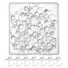50Pcs Push Pin Hooks, Clear Wall Thumb Tacks Hook 0.6 x 1 inch,
