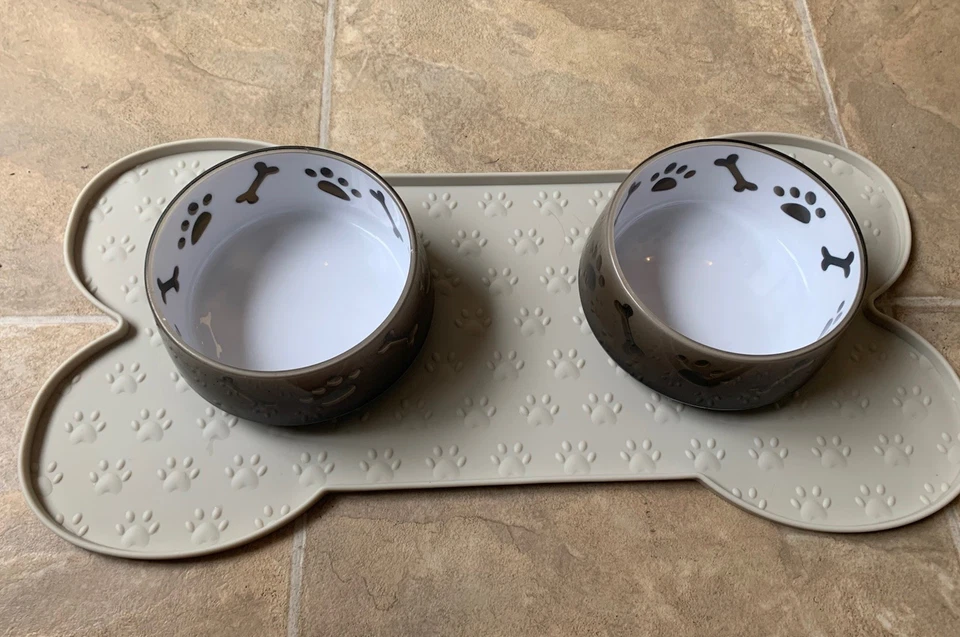 Brown Beige Cream Dog Bowl pet x2  Mat Water Food bed chair table  molly mae - Image 2 of 4