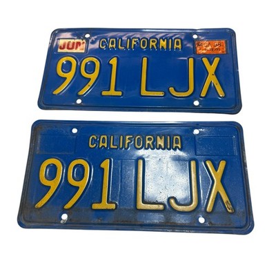 Original 1970 California License Plate Set Pair #991 LJX