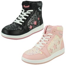 Girls Pineapple Casual Comfortable High Lace Up Glittery Athletic Shoes 'H2r717'