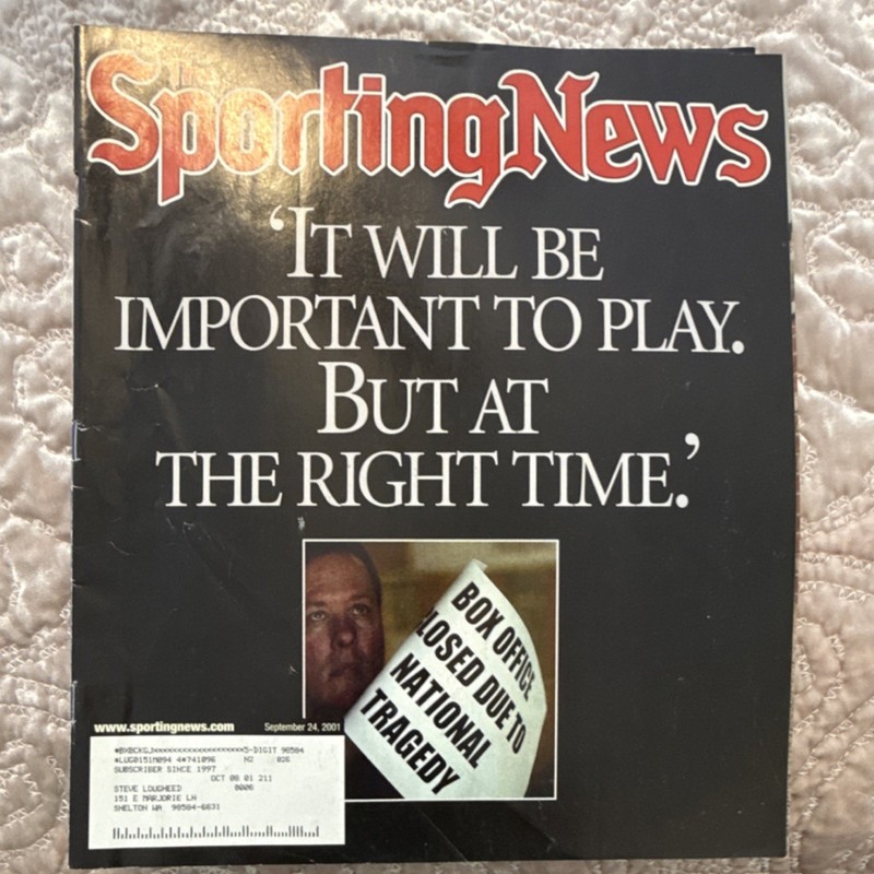Sporting News September 2001 College Football NFL  Baseball NBA Magazine 9/11