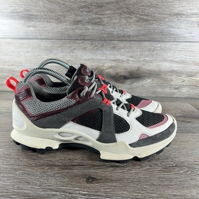 ECCO Biomv C Shoes Womens Size 8 Gray Burgundy Outdoor Trail Athletic Sneakers