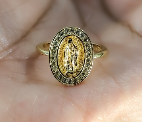 Gold Plated Virgin Mary Adjustable Ring Oro Laminado Virgen de Guadalupe Anillo - Picture 3 of 3