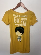 Harajuku Lovers Graphic Print T-Shirt Sz Small Yellow
