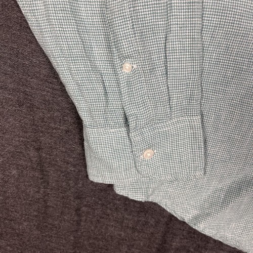 J CREW Baird McNutt Irish Linen Shirt Slim Fit Green Houndstooth Button Down XL - Picture 5 of 11