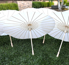 6 White Paper Parasols 33 Bamboo Wood Umbrellas Wedding Decor Photo Props Set