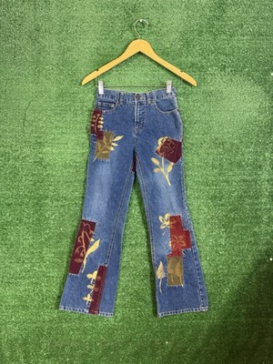 Vintage Y2K Squeege Jeans Women s Juniors Patchwork Bell Bottoms Denim