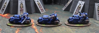 Space Marines  Ultramarines 3x Outriders - Artist Painted #6897