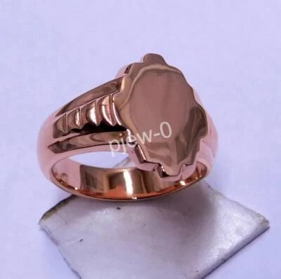 Bague chevalière en cuivre pur, chevalière fantaisie en cuivre uni homme femm... - Photo 1/4