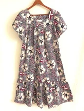 Made in Hawaii House/Patio Dress Midi Cotton Blend Tulip/Short Sleeve Relaxed S