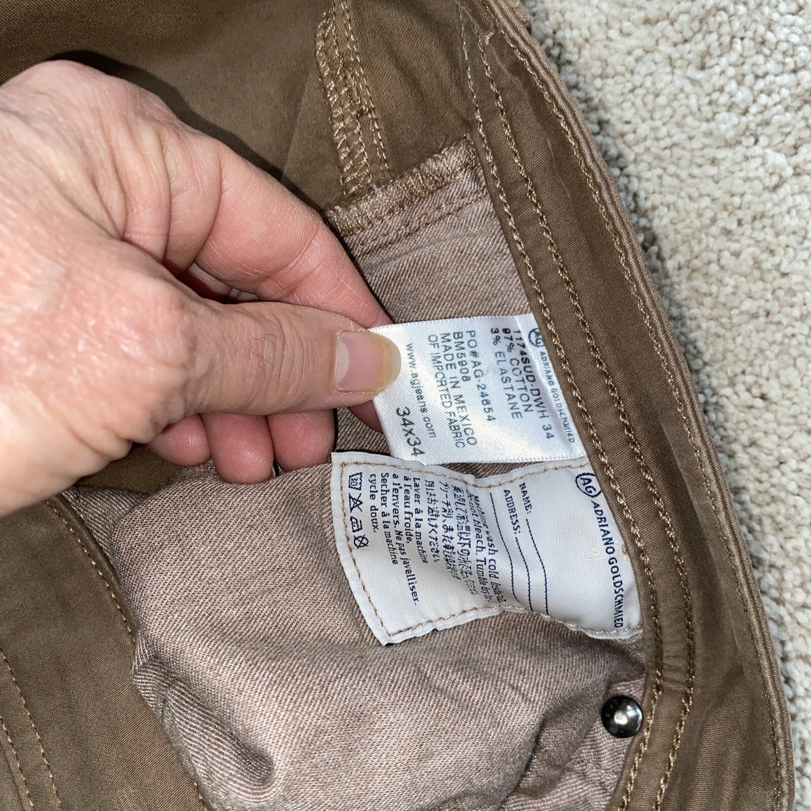 AG Adriano Goldschmied Size 34x34 The Graduate Tailored Leg Soft Brown