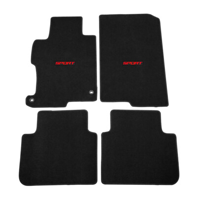 For 13-17 Honda Accord Sedan Nylon Floor Mats Carpets w/ Red Sport 4pcs set