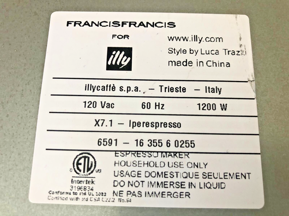 Illy Francis Francis X7.1 Iperespresso Control Panel in Working