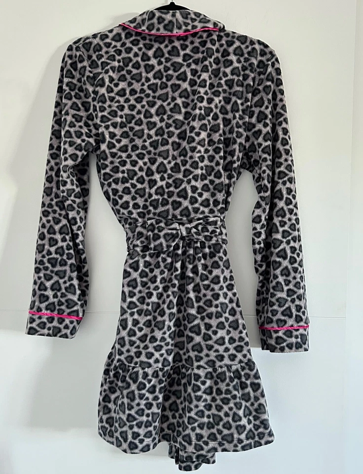 Betsy Johnson Cinturón Polar Estampado Guepardo Corazones Rosa Forro Lazo Volantes Dobladillo Med Foto 3 de 4