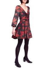 FREE PEOPLE Morning Light Printed Mini Dress Black Comb Size 4 $128