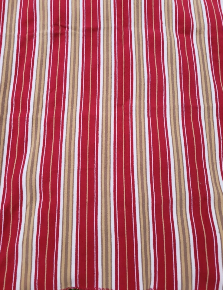 Manta a rayas de algodón Woolrich rojo tostado crema salón cama sofá invitado  Foto 2 de 4