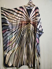 African Women Kaftan Caftan Long Dress Gown Zebra Print With Scarf Free Size