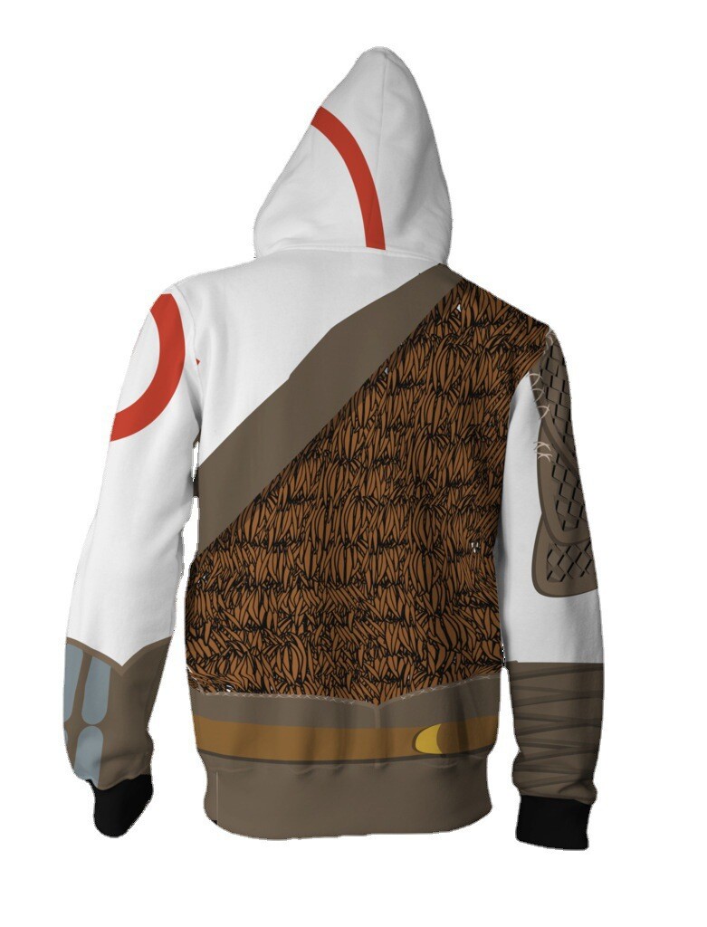 God of War Kratos Costume 3D Printed Zipper Hoodie Cosplay