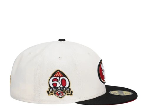 San Francisco 49ers NFL New Era 5950 ChromeWhite Logo 60th Season Fitted Hat Cap - Picture 2 of 2