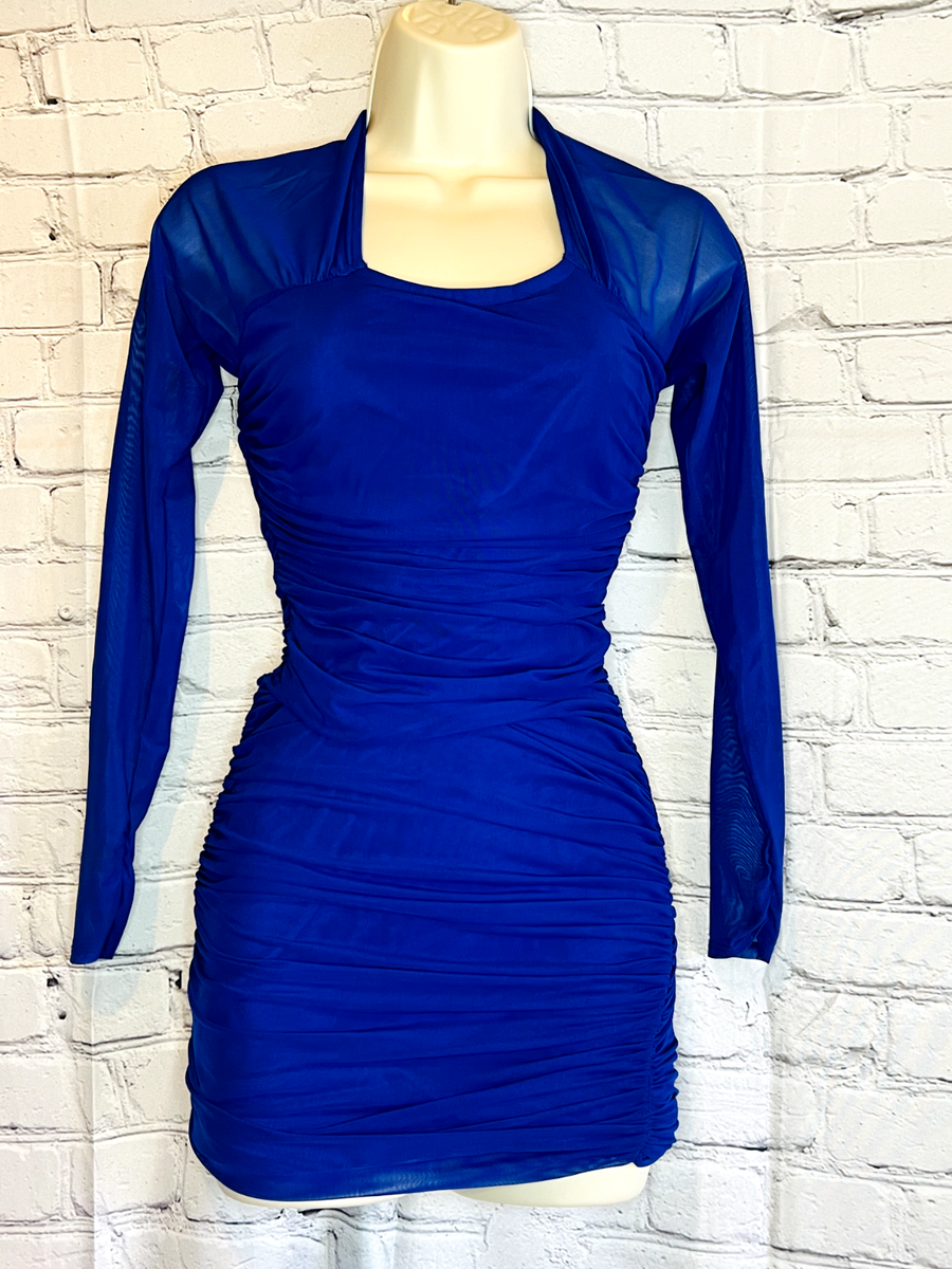 forever 21 long sleeve cocktail dresses Women's long sleeve Blue Fitted Cocktail Dress- Small- Forever 21