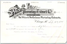 Chicago Price Flavoring Extract Co. 1894 Billhead / Receipt
