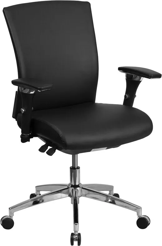 Black Leather Executive Office Chair w Seat Slider Adjustable