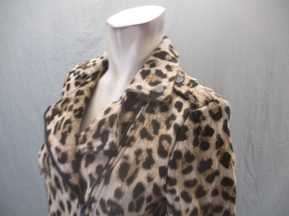 H&M Size 6 Women Animal Print 100% Cotton Full Zip Lapel Crop Stylish Blazer 979 - Image 4 of 4