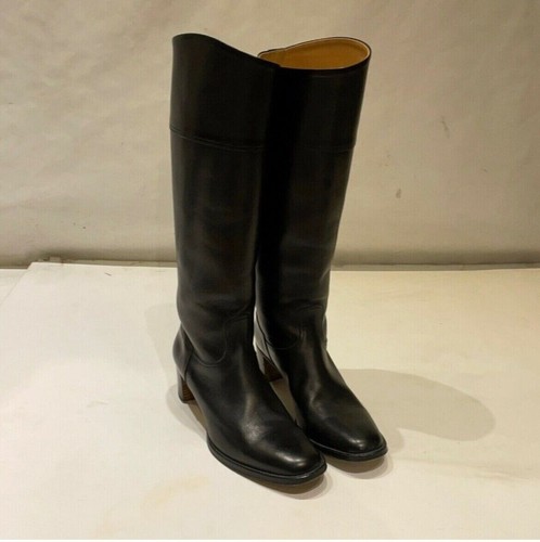 Hermes Block Heeled Knee High Black 