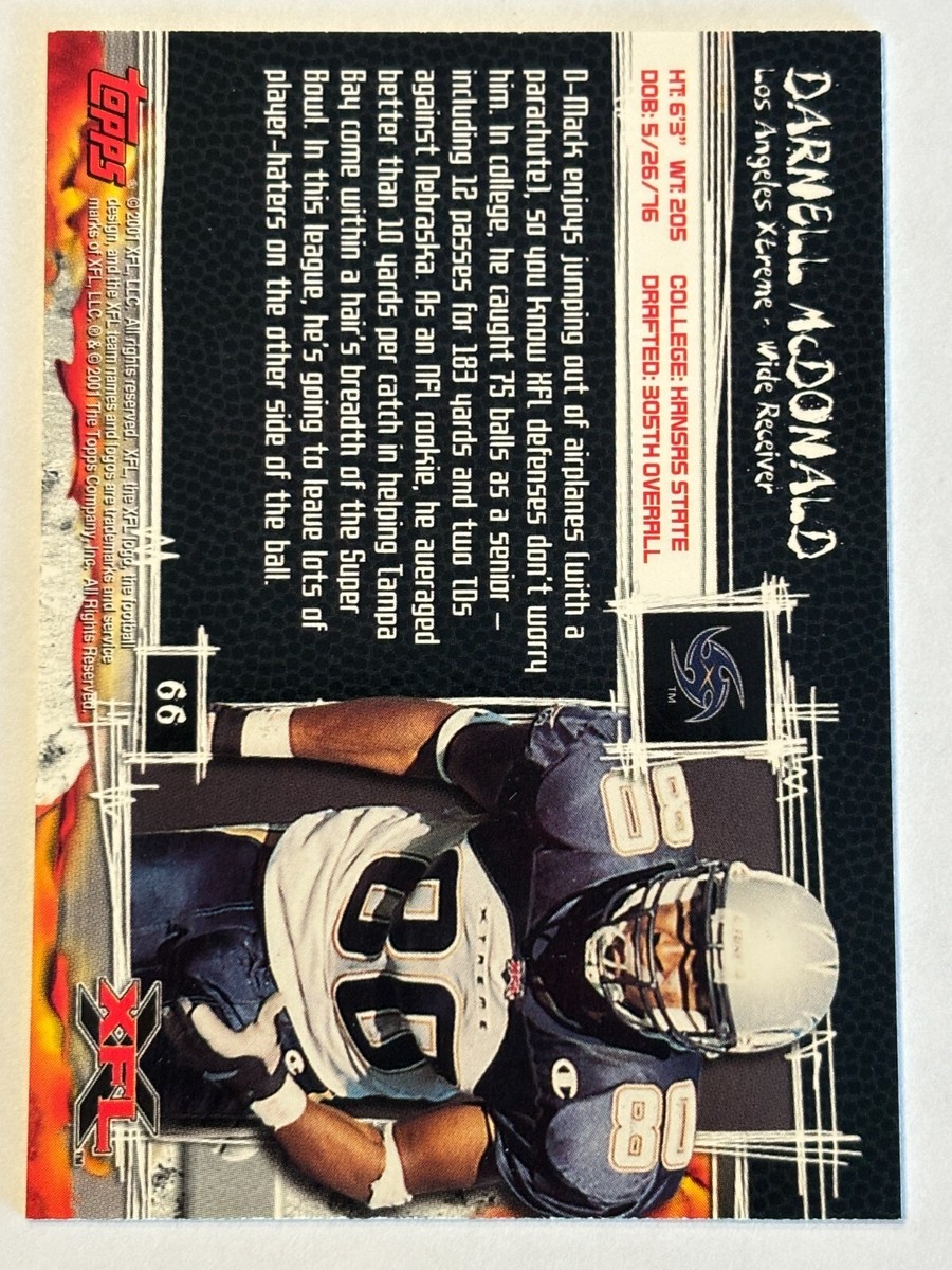 2001 Topps XFL #66 Darnell McDonald Los Angeles Xtreme | eBay
