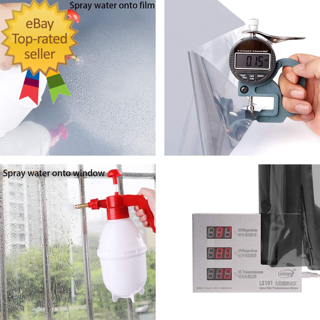 Window Film One Way Mirror Tint Daytime Privacy Static Cling Non-Adhesive