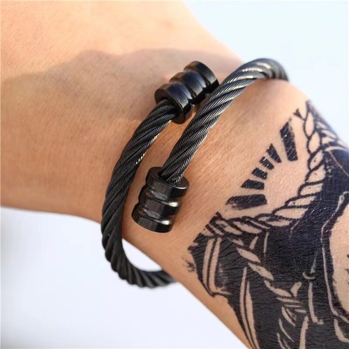 Men's Silver Gold Black Cuff Bracelet Punk Biker Stainless Steel Jewelry Gift - Picture 7 of 12