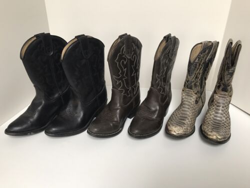 Lot of 3 Pairs of Childrens’ Youths’ Cowboy Western Boots. Sizes 12 1/2 & 13. - 第 1/12 張圖片
