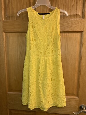 Kensie Sleeveless Yellow Eyelet Lace Fit and Flare Dress - Size M Medium |  eBay