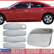 For 2011-2022 Dodge Charger CHROME Door Handle COVERS+Gas Cover+Pillar Posts