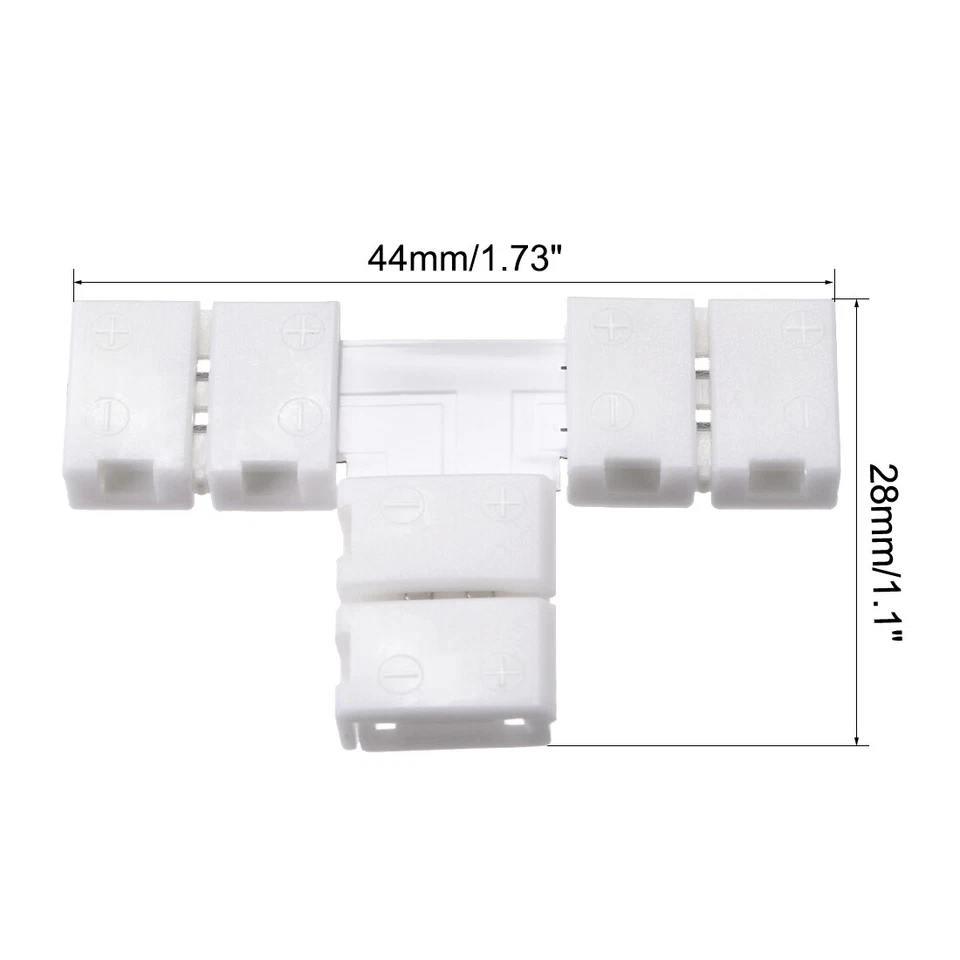 8mm 2P Conector Led Forma-T Para Luces Conductoras De Solo Color 3528 Led 10Pcs - Imagen 2 de 3