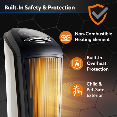 Electric Oscillating Ceramic Tower Space Heater with Remote  Control,751320,Black 46013768001 | eBay