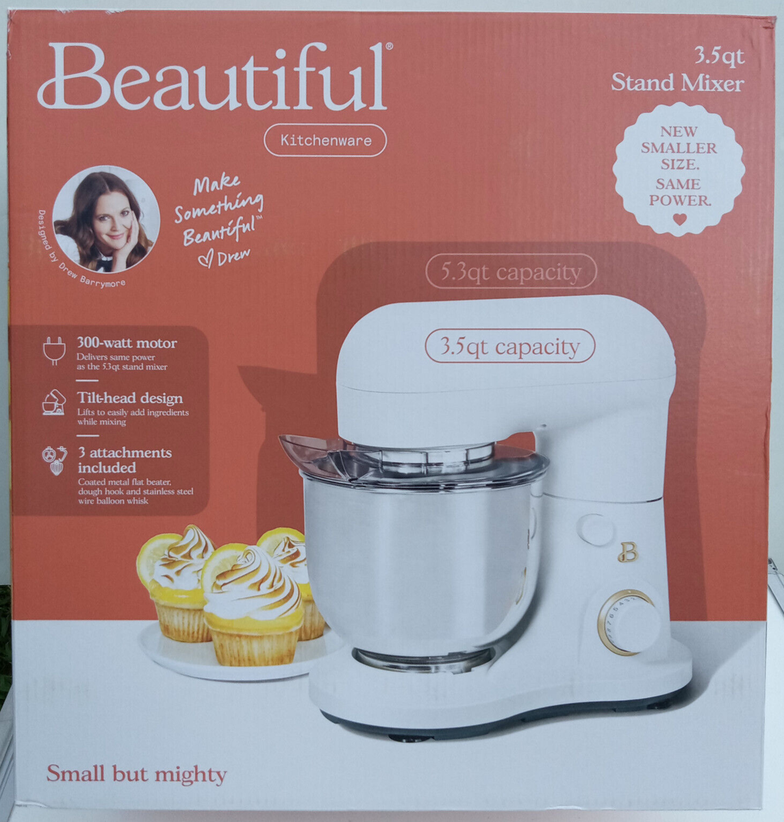 Beautiful Qt Stand Mixer, Lightweight Powerful with Tilt-Head, White  Icing