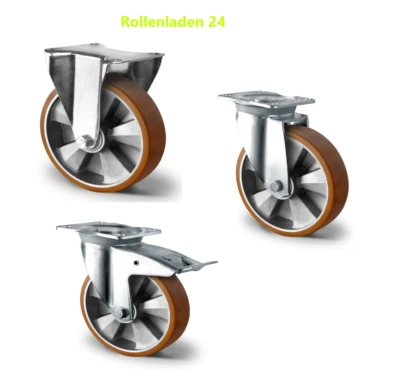 Polyurethan Schwerlast Rollen Lenkrolle mit Feststeller Bockrolle 125 160 200 mm