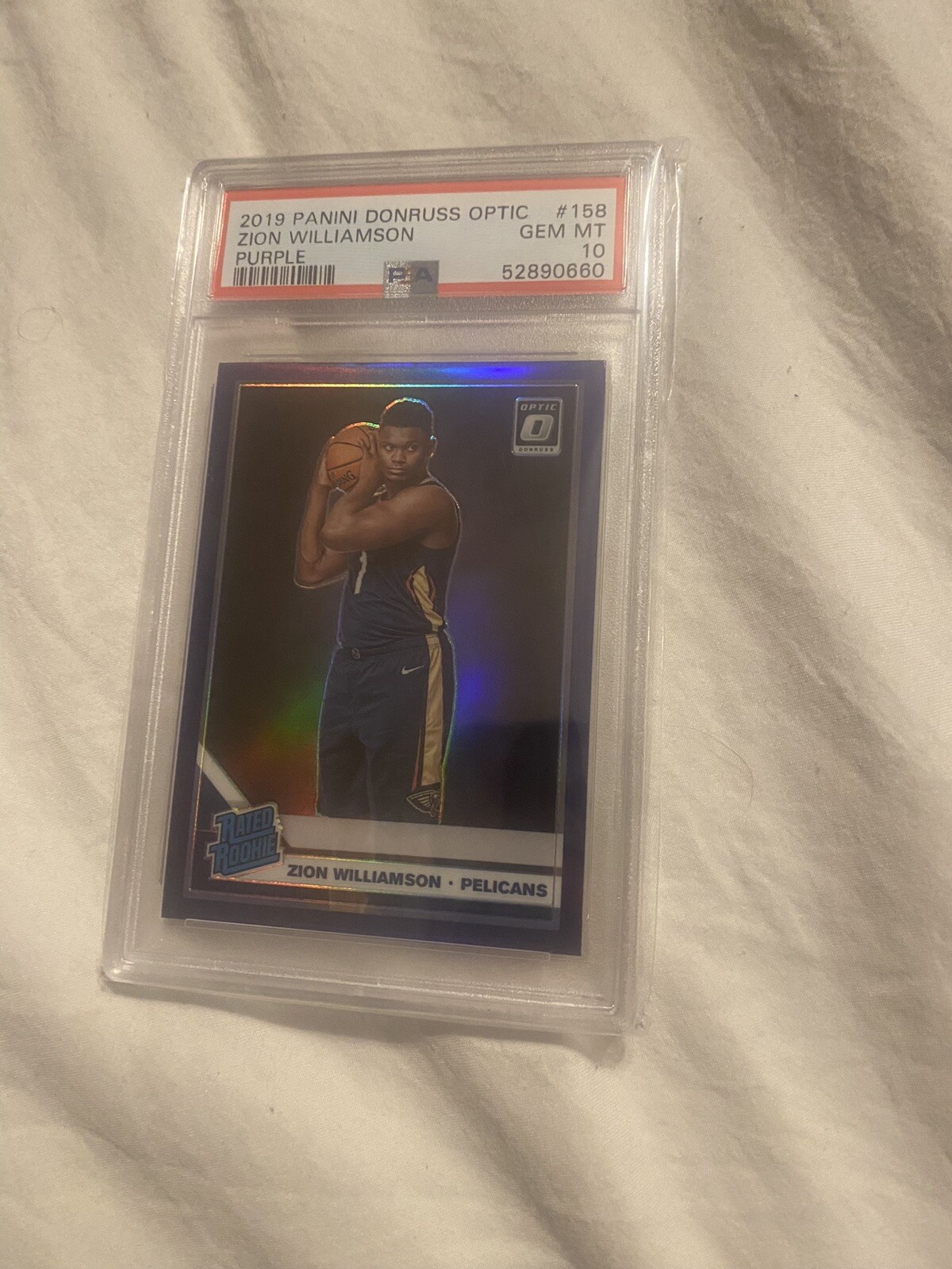2019-20 Donruss Optic Zion Williamson #158 Purple Holo Prizm PSA 10 Rated Rookie