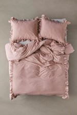 Rose Gold Ruffle Duvet Cover Washed Soft Cotton UO Bedding Blanket Quilt Cover