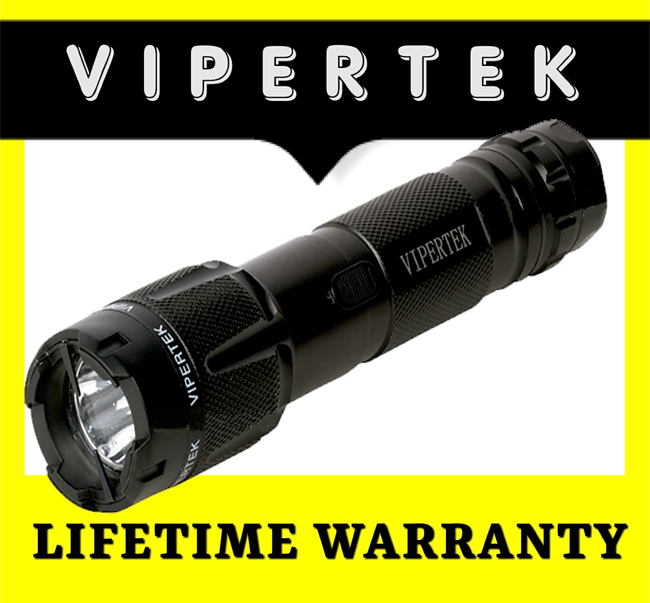 Vipertek Metal 650 BV Rechargeable Stun Gun With LED Light - Self-Defense Tool, Black